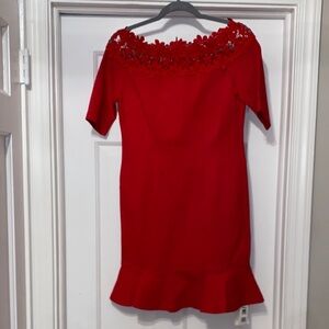 STYLEWE Red Floral Off-Shoulder Mini Dress